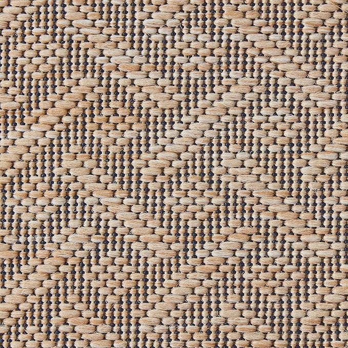 Gertmenian Indoor Outdoor Classic Flatweave Area Rug, Stain & UV Resistant Carpet, Deck, Patio, Poolside & Mudroom, 9x13 Ft Extra Large, Simple Border, Navy Blue, 21979