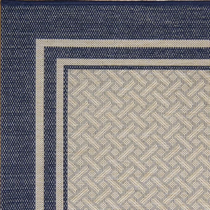 Gertmenian Indoor Outdoor Classic Flatweave Area Rug, Stain & UV Resistant Carpet, Deck, Patio, Poolside & Mudroom, 6x9 Ft Medium, Simple Border, Navy Blue, 21768