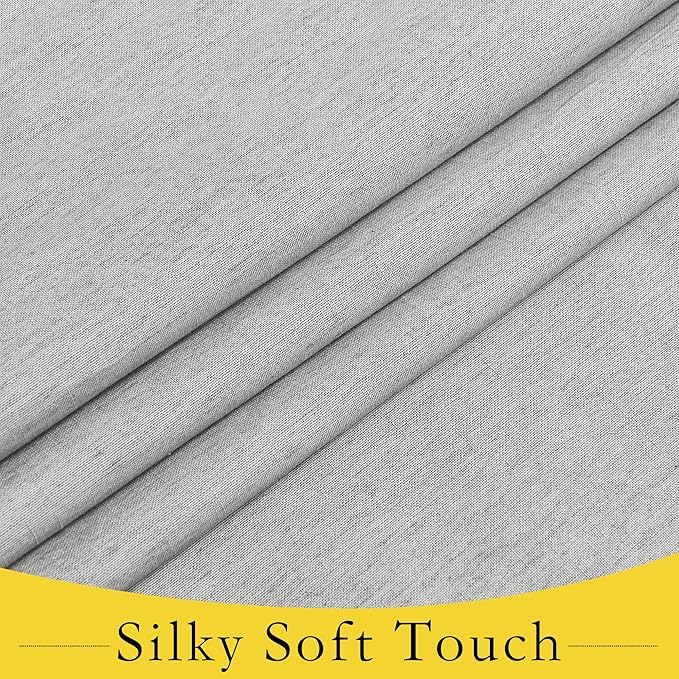NICETOWN Light Grey Linen French Door Curtains, Privacy Window Curtains Panel for Living Room, French Door Shade for Kitchen, Window Covering for Bedroom, W26 x L64 Inch, 1 Panel