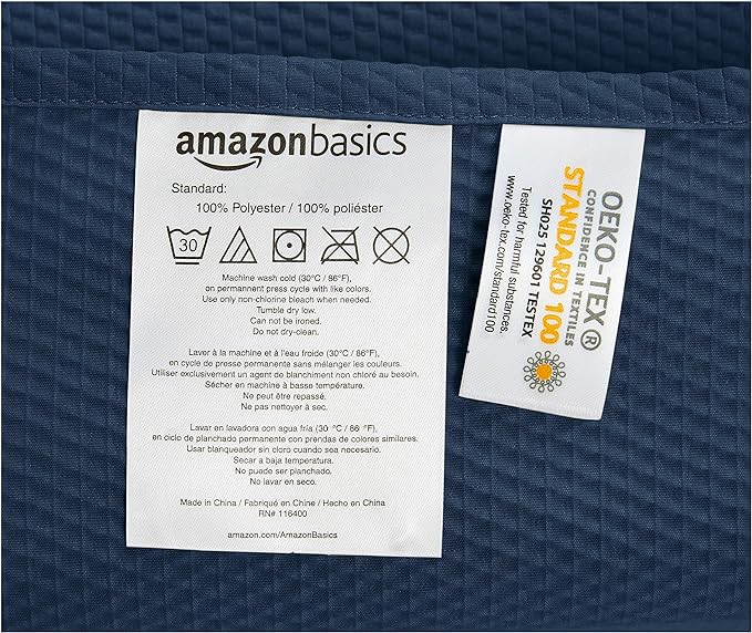 Amazon Basics Waffle Weave Bathroom Shower Curtain, 100% Polyester, 72" x 72", Navy Blue