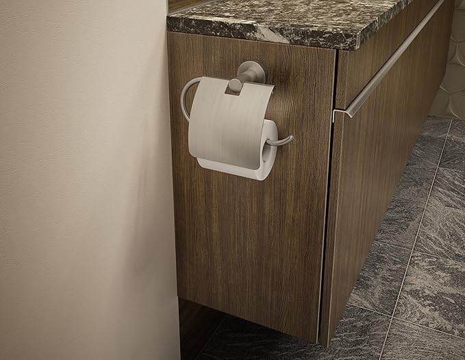 Symmons 353TPC-STN Dia Wall-Mounted Toilet Paper Holder with Cover in Satin Nickel