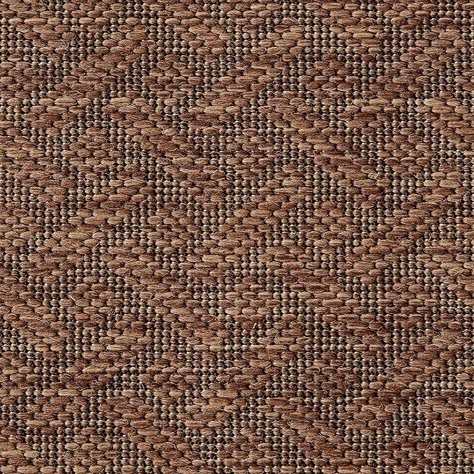 Gertmenian Indoor/Outdoor Flatweave Area Rug - 9x13 Extra Large, Stain & UV Resistant, Ideal For Deck, Patio, Poolside, Mudroom - Simple Border, Black/Nut Brown, 21993