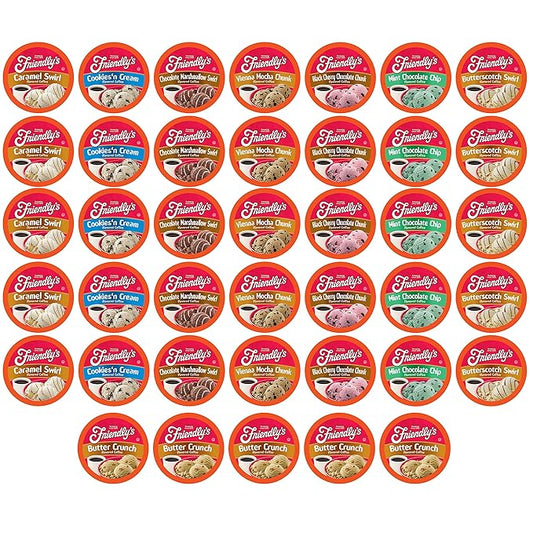 Friendly's Coffee Pods Assorted Flavored Ice Cream Variety Pack Compatible with Keurig K Cup Brewers, Assorted Variety Pack, 40 Count (Pack of 1)
