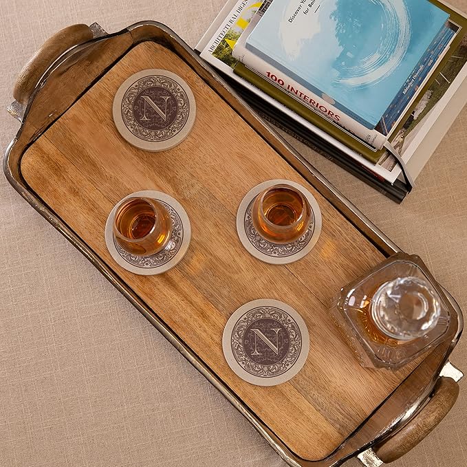 Thirstystone Monogram Letter N 4 Pack Sandstone Coasters Manufactured in The USA Decorative Absorbent Easily Wipes Clean