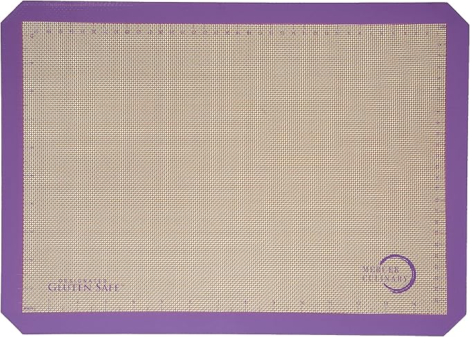 Mercer Culinary Silicone Bake Mat, Half Size, 11 7/8-Inch by 16 1/2-Inch, Purple border