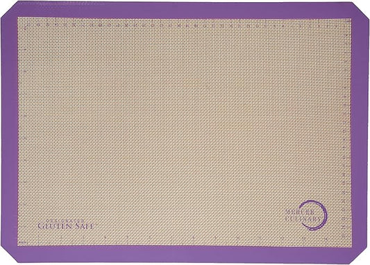 Mercer Culinary Silicone Bake Mat, Half Size, 11 7/8-Inch by 16 1/2-Inch, Purple border