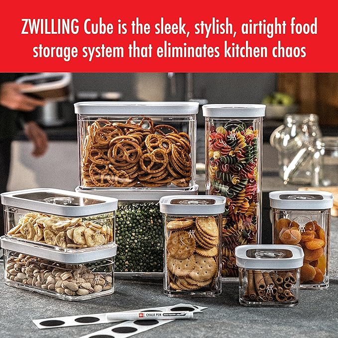 ZWILLING Fresh & Save Cube Box, Plastic, Airtight Dry Food Storage Container, Medium Cube, M Container, .74-qt